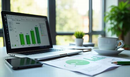 sustainability charts on laptop